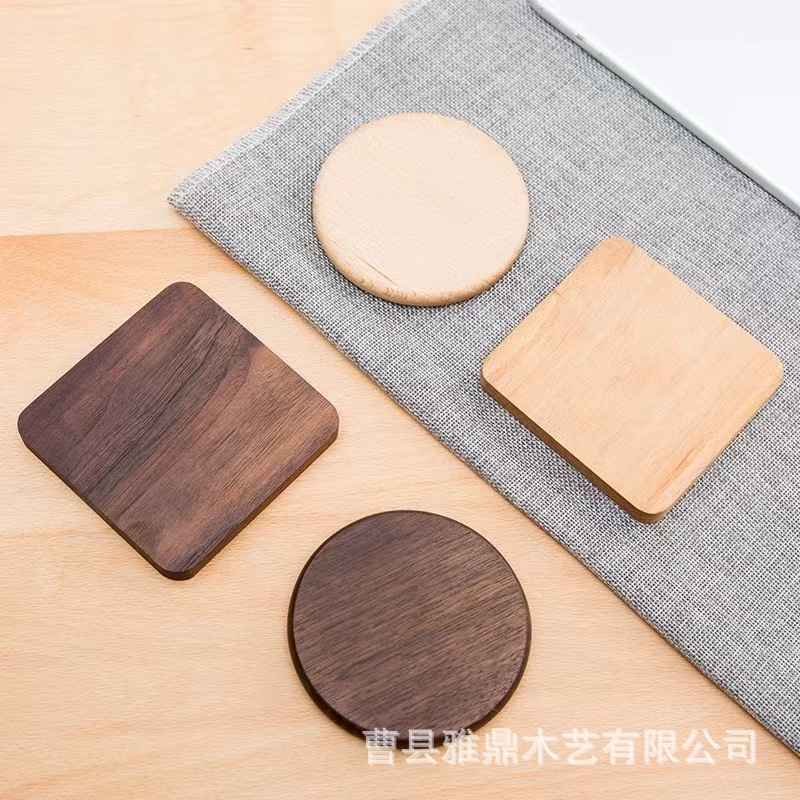 中式實木杯墊餐桌墊圓形餐廳咖啡隔熱墊實木杯墊圓形家用木質杯墊