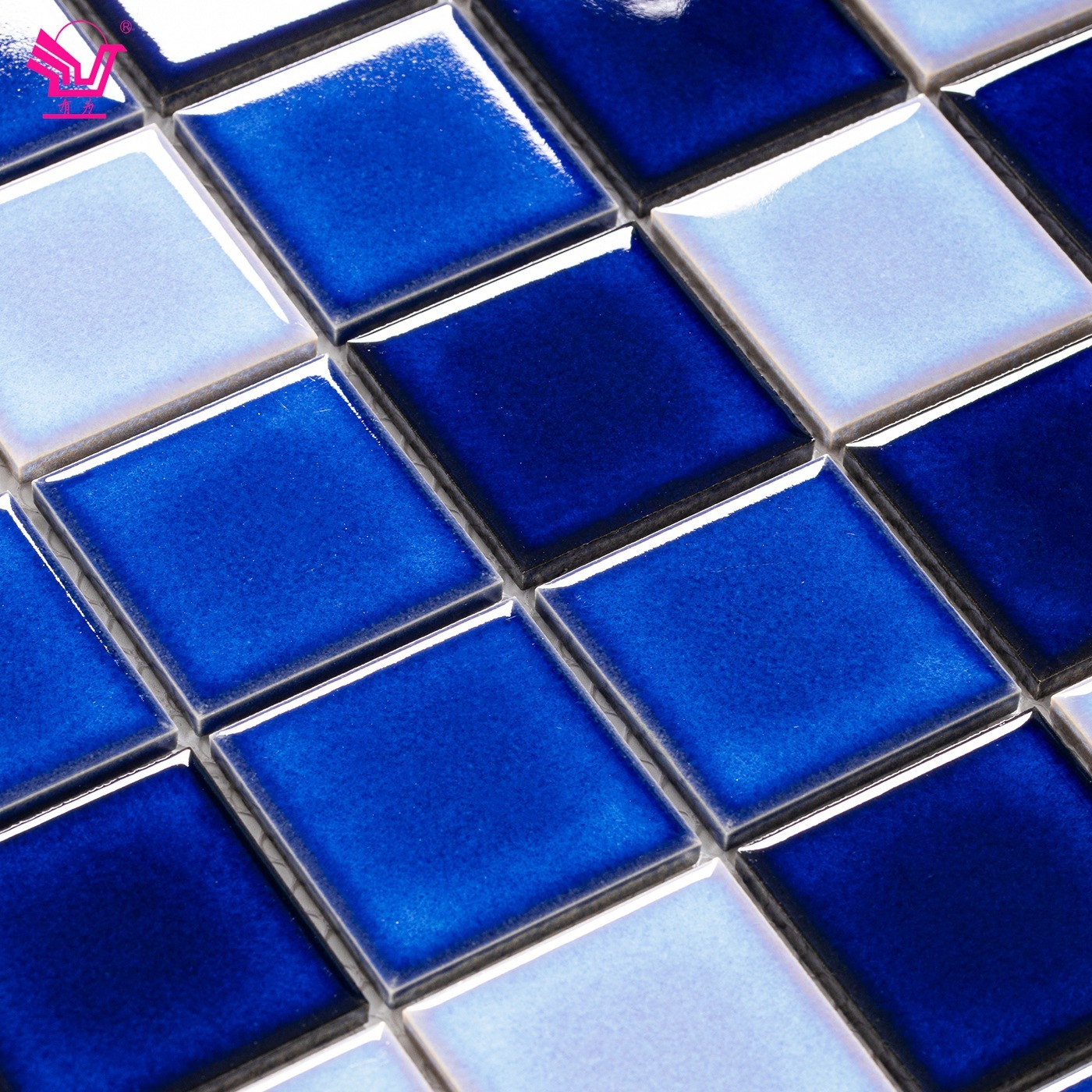 Wholesale ceramics, 3-colour blue swimming pool Marseic 48x48mm background wall-walling hotel engineering puzzle tiles