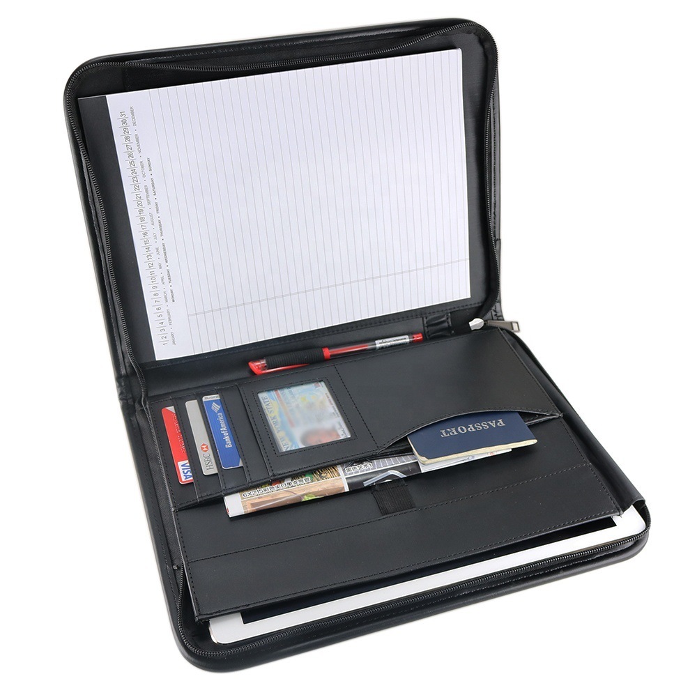 Leather combination, male and female zipper, A4/iPad leather Padfolio business folder receiver