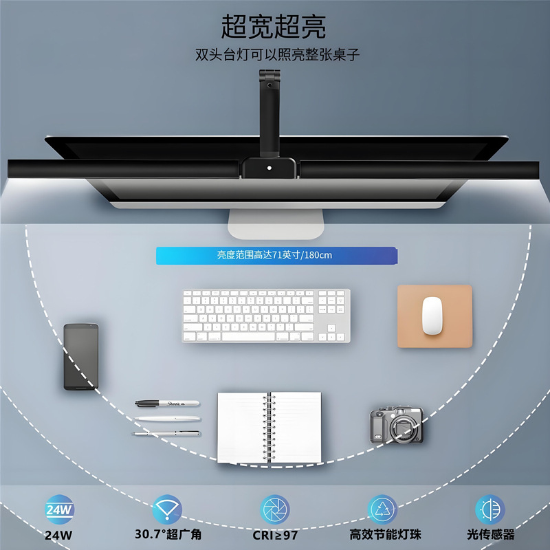 Cross-border LED desktop office double-head folding of sub-platform lights for reading students