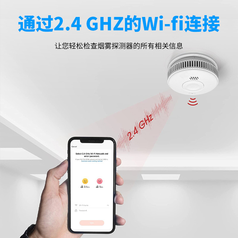 Cross-border Tuya graffiti WIFI smart home with fire smoke alarm wireless smoke detector