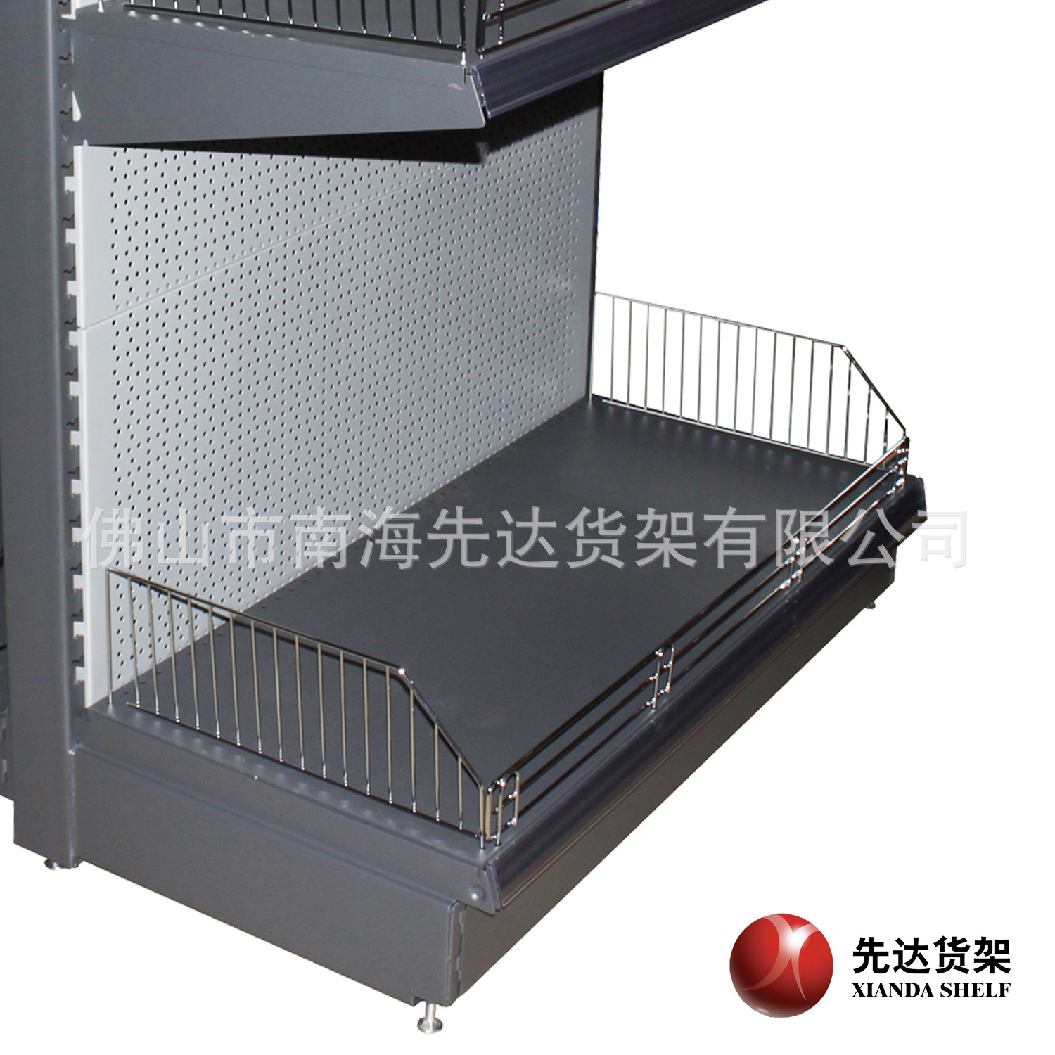 Supermarket shelf, piercing backboard, front-bar fence, 100 KG/floor.