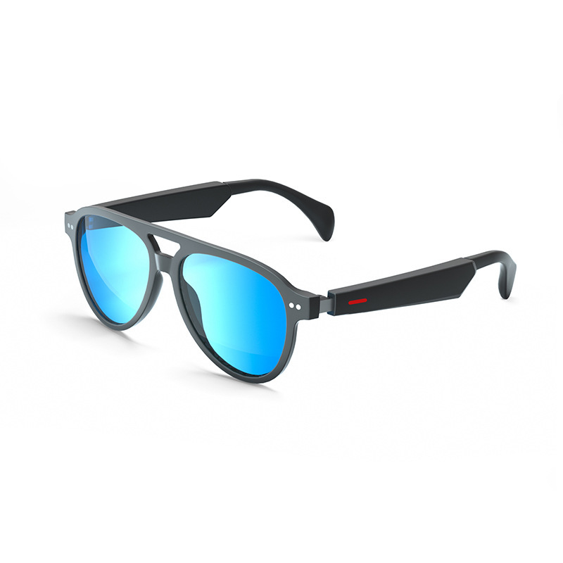 Wireless smart glasses point to blue-tooth headphone glasses with UV 400 sunglasses.