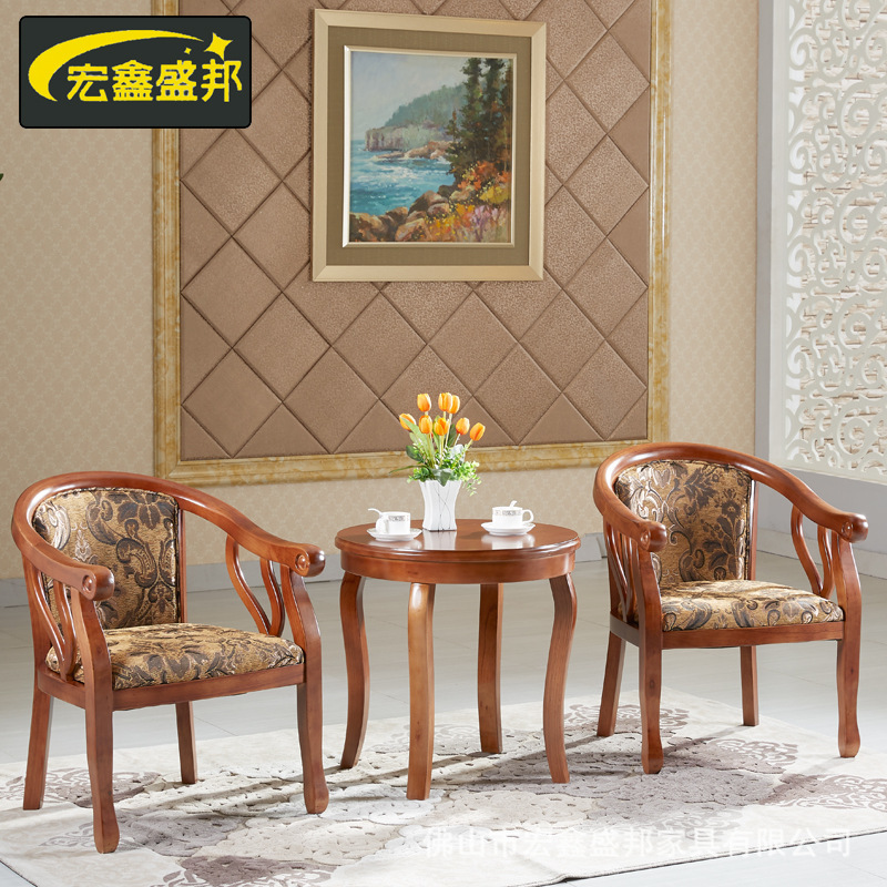 3 new Chinese set of small-wood table chairs for hotel guest chairs and one-man chairs for the balcony.