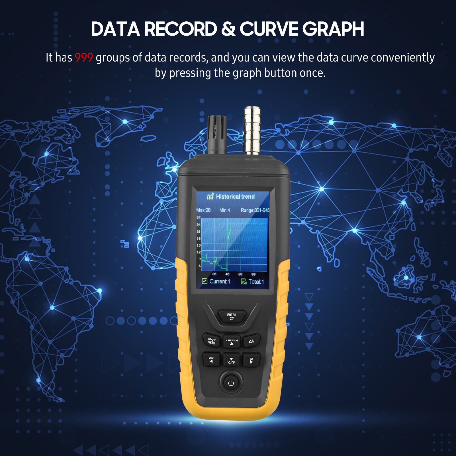 The Dust Particle Counter TC-8100 records the PM2.5 micro-particle hand-held air quality detector in real time