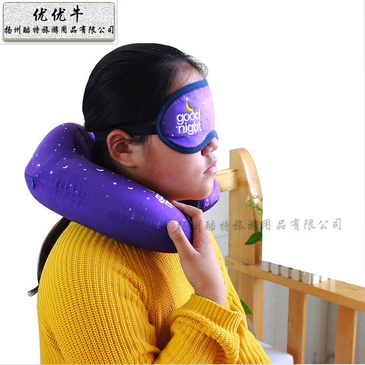 Portable slow memory pillows with a u-type neck-sleeping pillow with a multi-purpose travel pillow kit