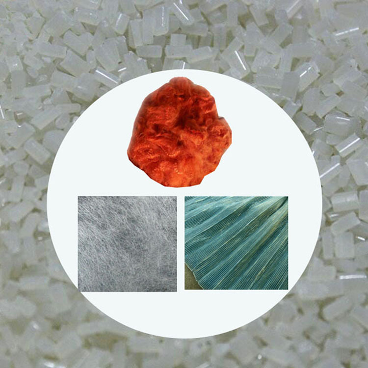 PET fibre flame retardation mother particles.