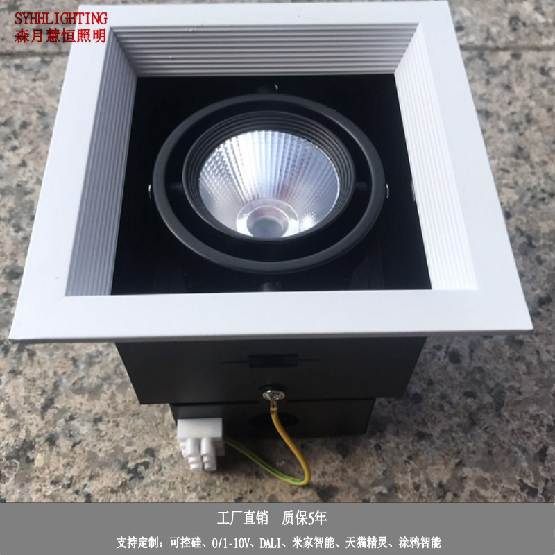 LED嵌入式斗胆灯单双三头5W10W阶梯边开孔110*110mm家用酒店射灯