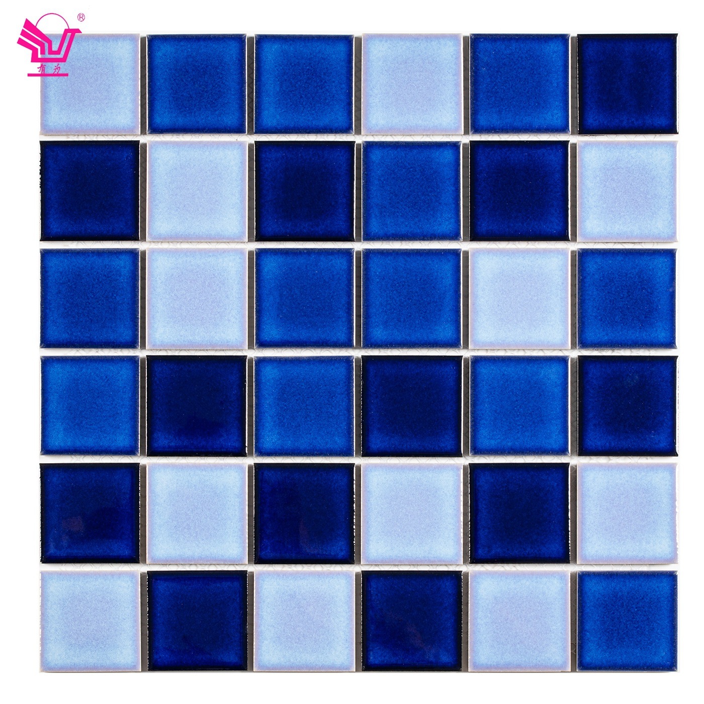 Wholesale ceramics, 3-colour blue swimming pool Marseic 48x48mm background wall-walling hotel engineering puzzle tiles