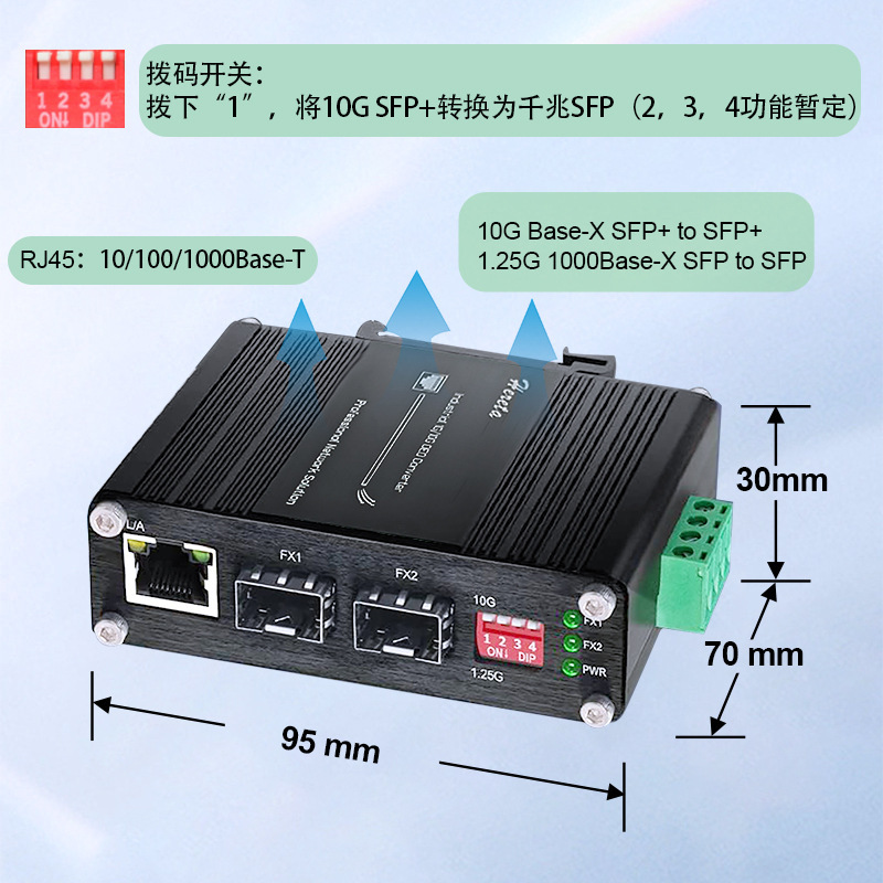 Industrial-grade 10G OEO fibre-optic amplifier repeater SFP+ Extension Monomodulator Transponder