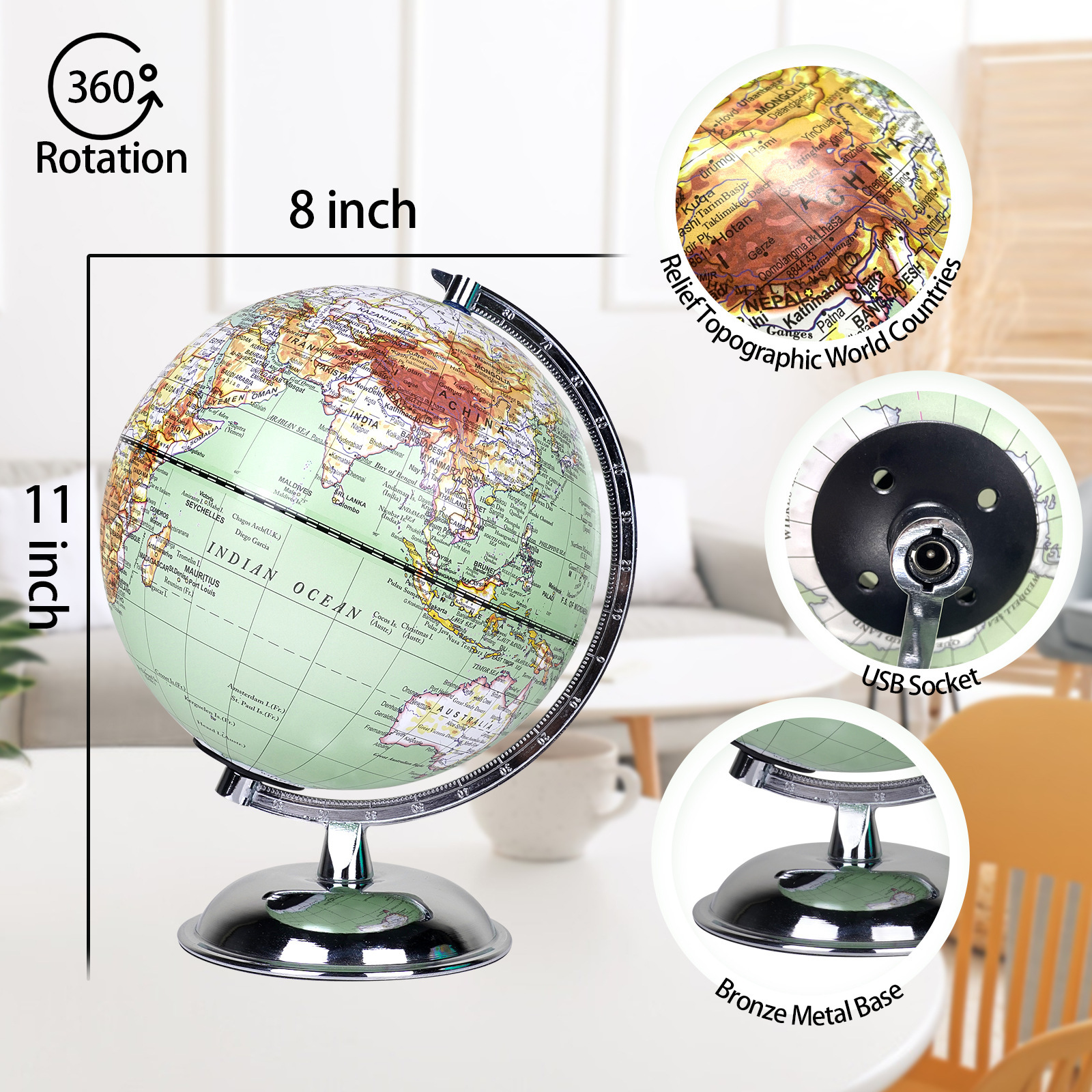 Transfrontier 8-inch re-embracing black gold earth instrument setup geo-teaching earth instrument craft