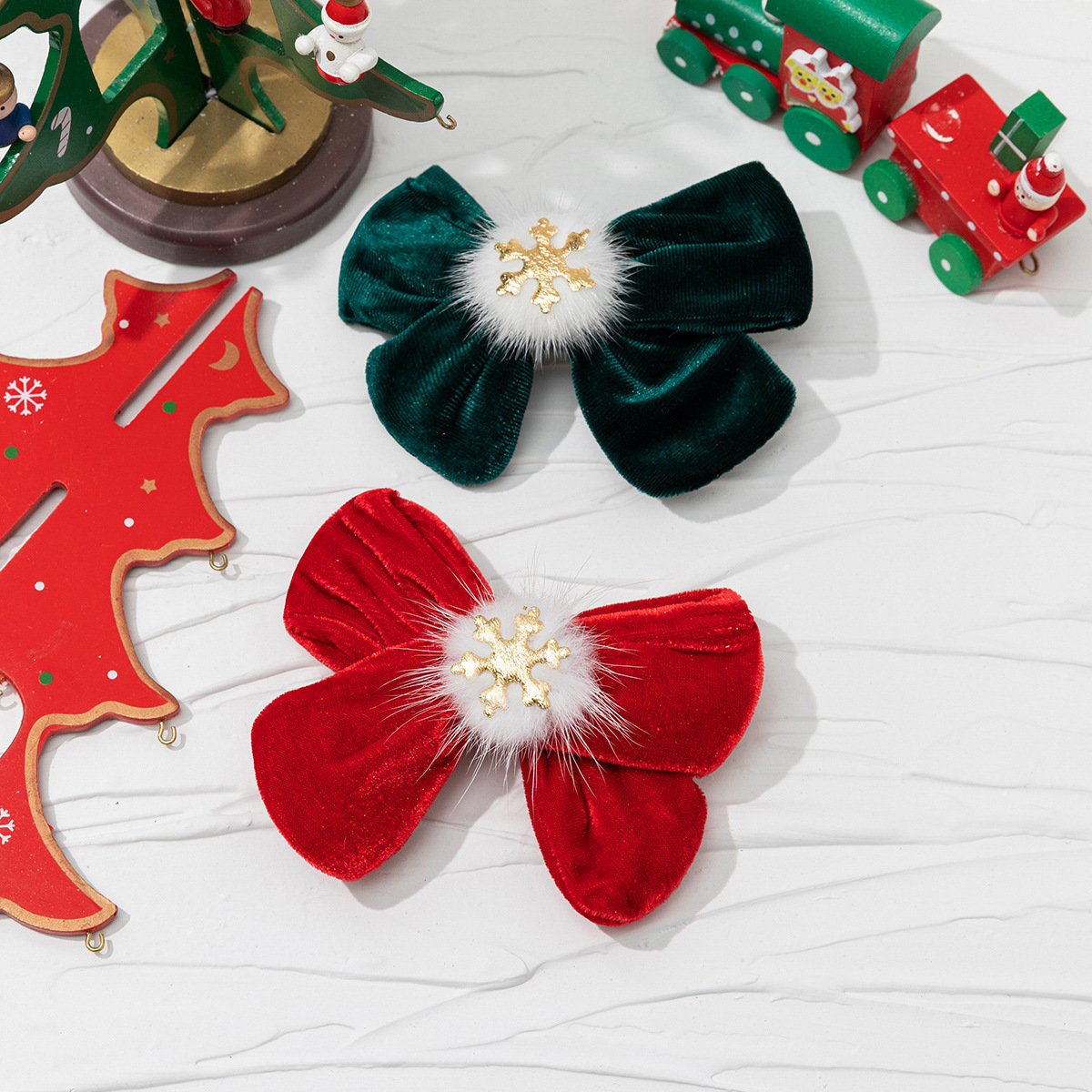 Christmas snowflake hair and Christmas decoration velvet butterflies.