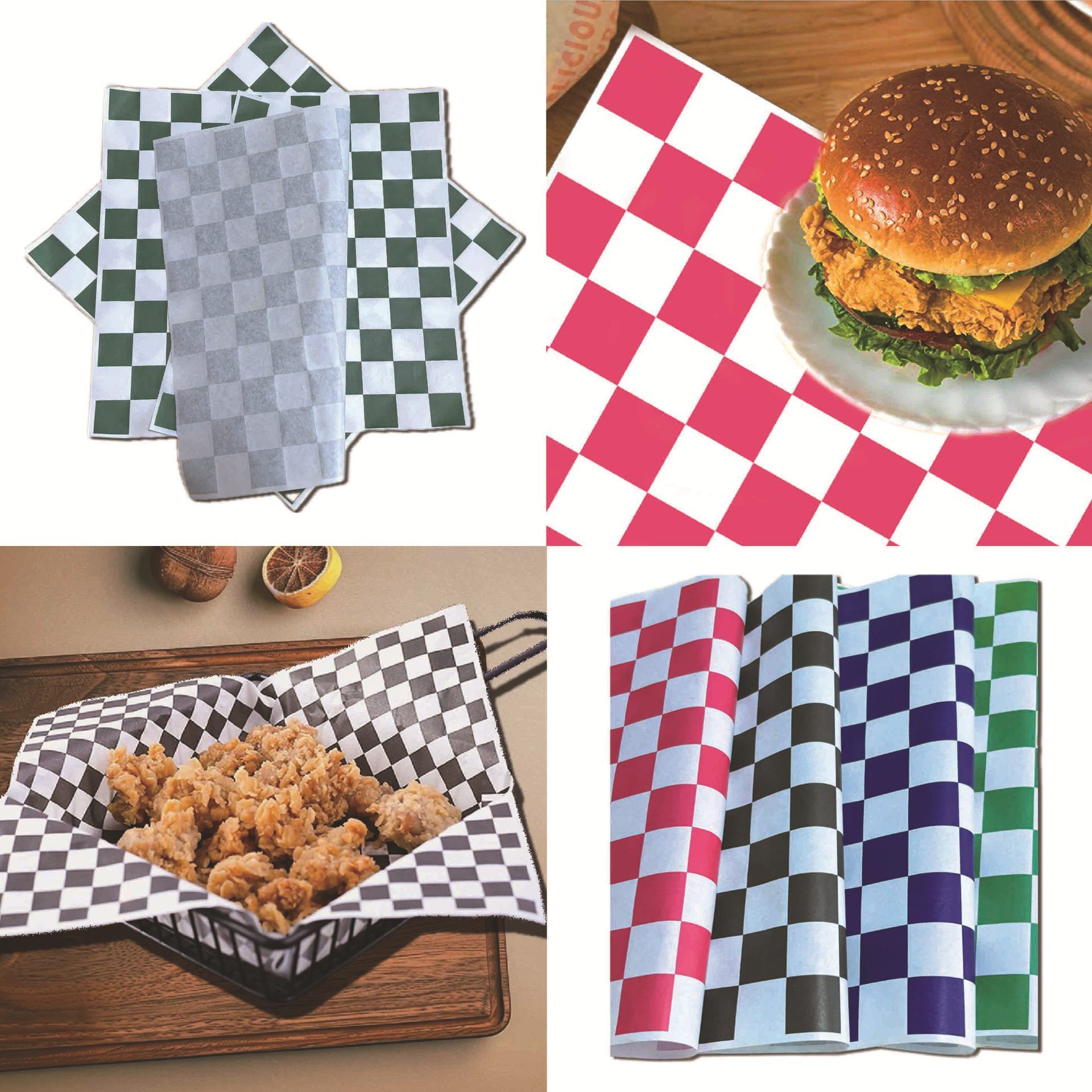 [Current] Colored square board burger board platterboard paper, oil-proof dunes food wrapper.