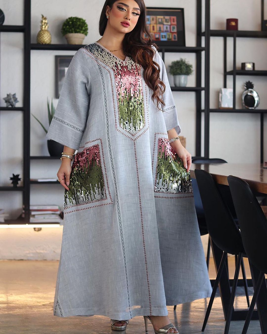 AB053 Trung Đông thập tự giá Jalabiya Dubai Embroidered Cloak muslim trang phục Hồi giáo