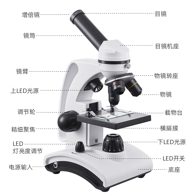 Microscope 2000x mono-optic microscope biology students were taught to carry film with cell phones