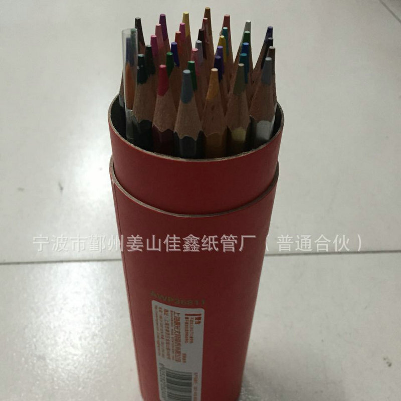 批发蜡笔笔筒 牛皮纸圆形笔筒纸筒 彩色铅笔包装纸罐