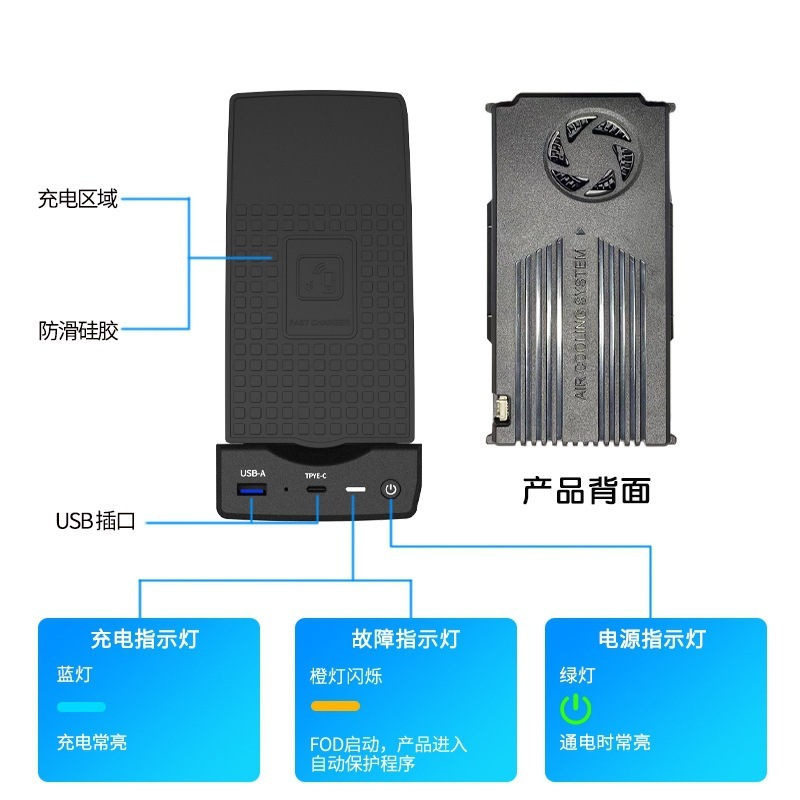 适用福特/EVOS车载无线充电器原厂改装手机快充支架垫板