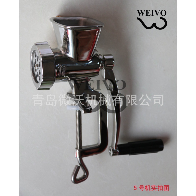 Number five, food-grade stainless steel, hand-maned meat grinder, home-use meat grinder, enema, square.