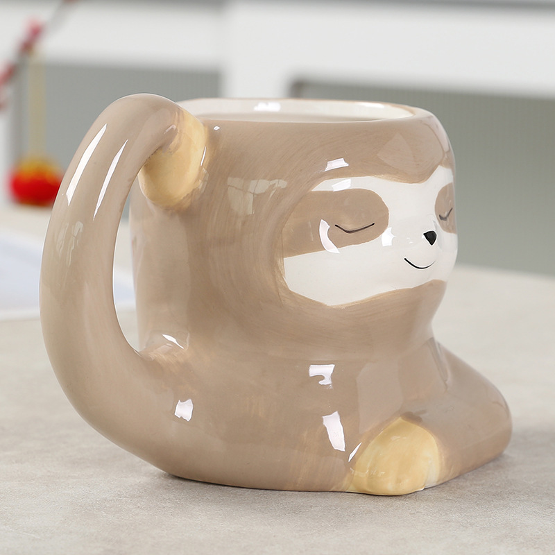 景德镇马克杯树懒陶瓷器杯情侣水杯子个性咖啡牛奶杯动物儿童杯