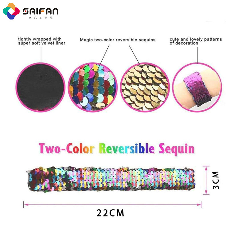 Cross-border Amazon Omega Cartoon double-coloured mermaid crack-and-blank bracelets with children's wholesaled wrists.
