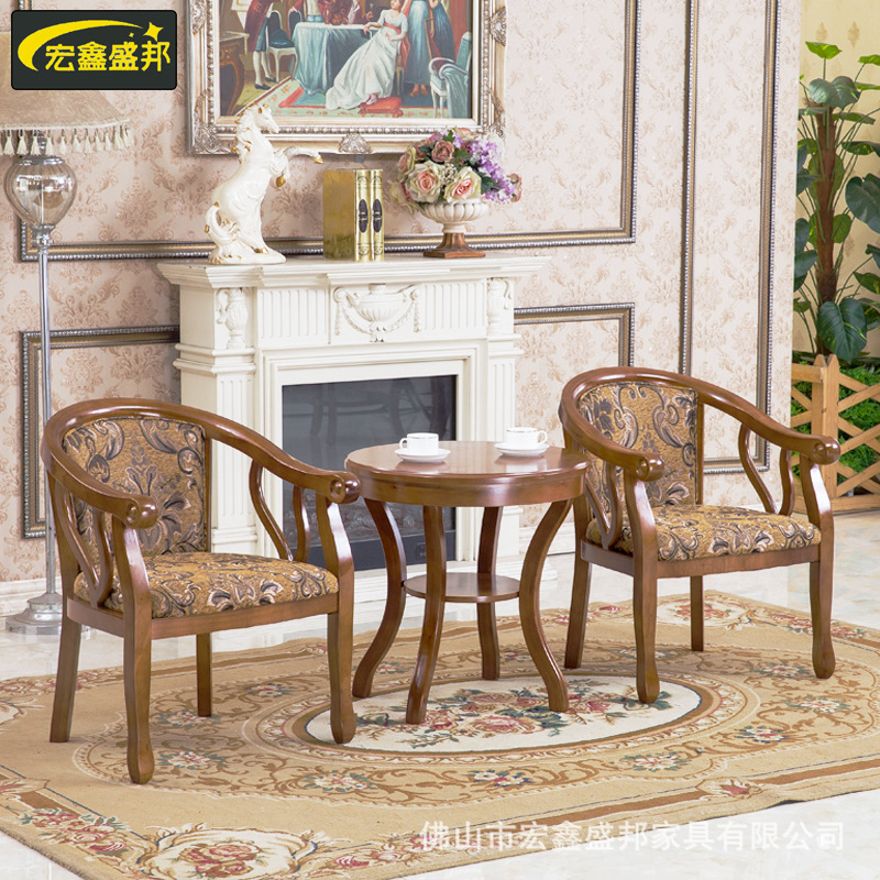 3 new Chinese set of small-wood table chairs for hotel guest chairs and one-man chairs for the balcony.