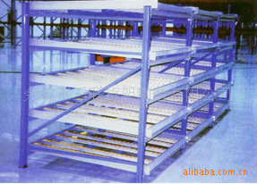 Self-sliding multi-storey shelf, self-sliding shelf, clothing warehouse shelf.