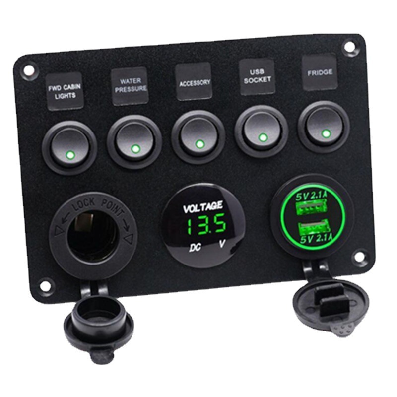 5 cat eye switches combined panel protection + voltage table 12V power + charger 5g