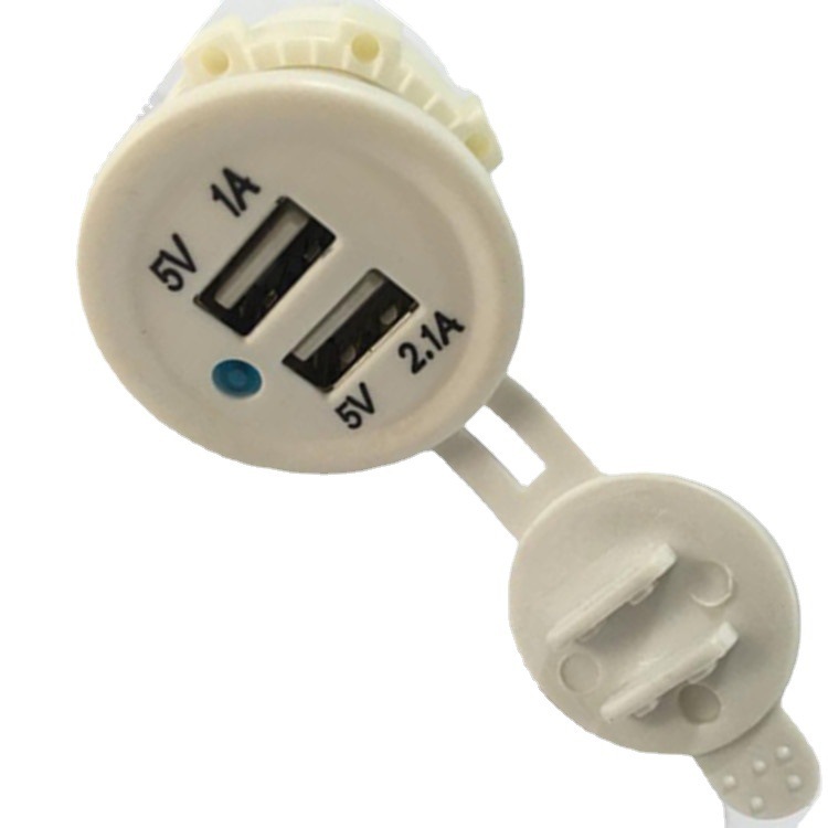 Automobile/motor/train/boat modification of white double USB charger panel 5V 3.1A charger