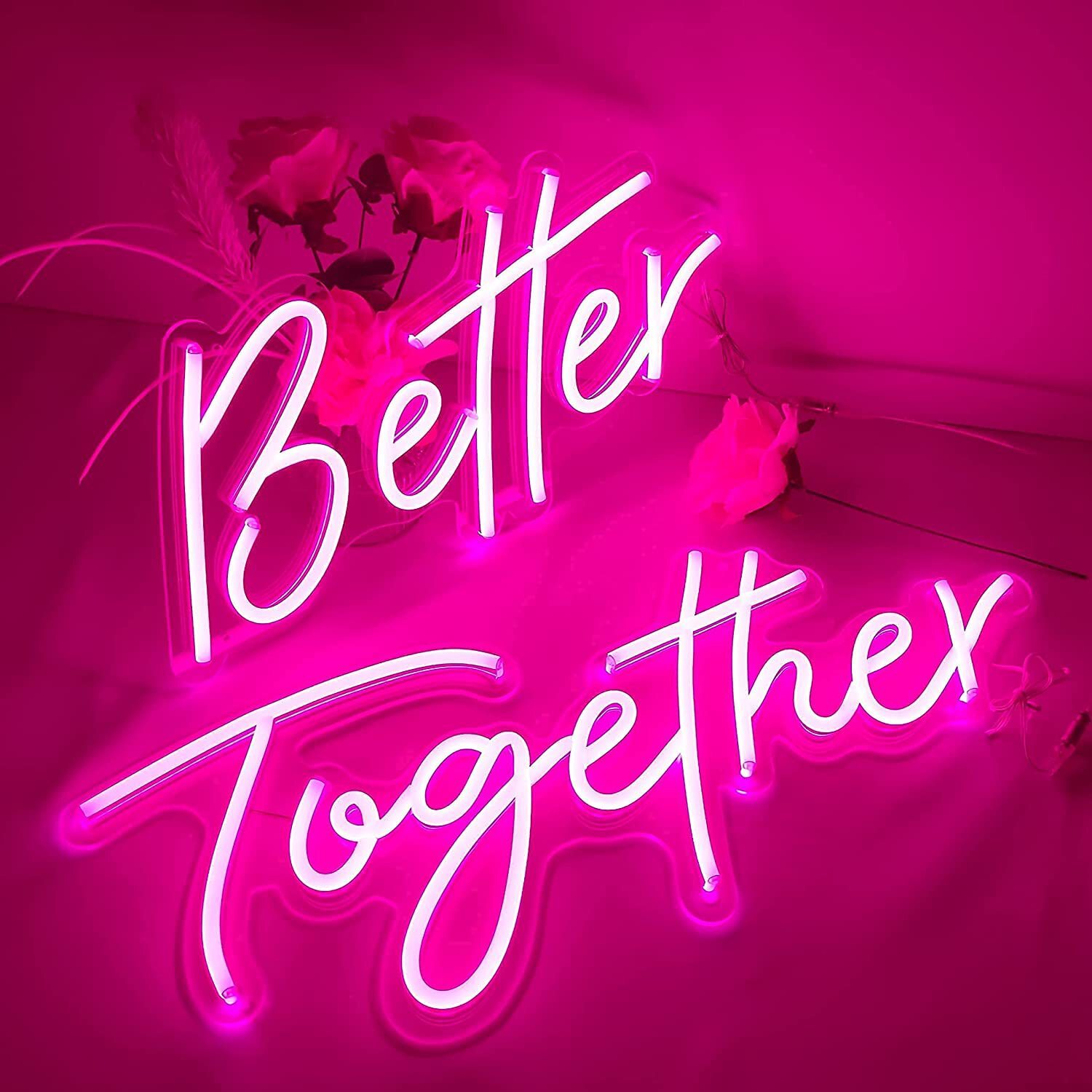 跨境亞馬遜新品透明背板 better together英文字母LED霓虹裝飾燈