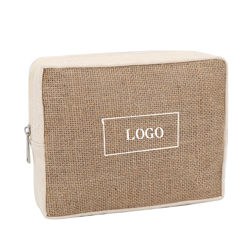 The European-American make-up bag for the environment is customised with a large capacity of natural jute for canvas.