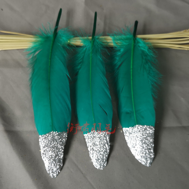 Diy-coloured goose feathers with gold-head craft feather fittings