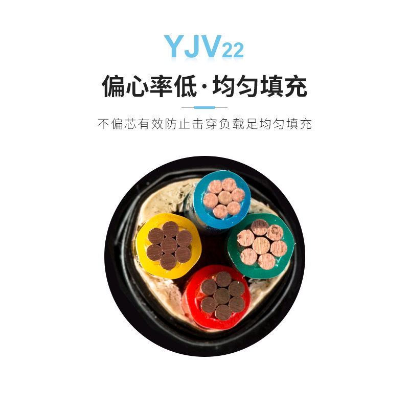 Direct sale of low-pressure copper cored national sign YJV22-4+1/3+1 insulated electrical cables