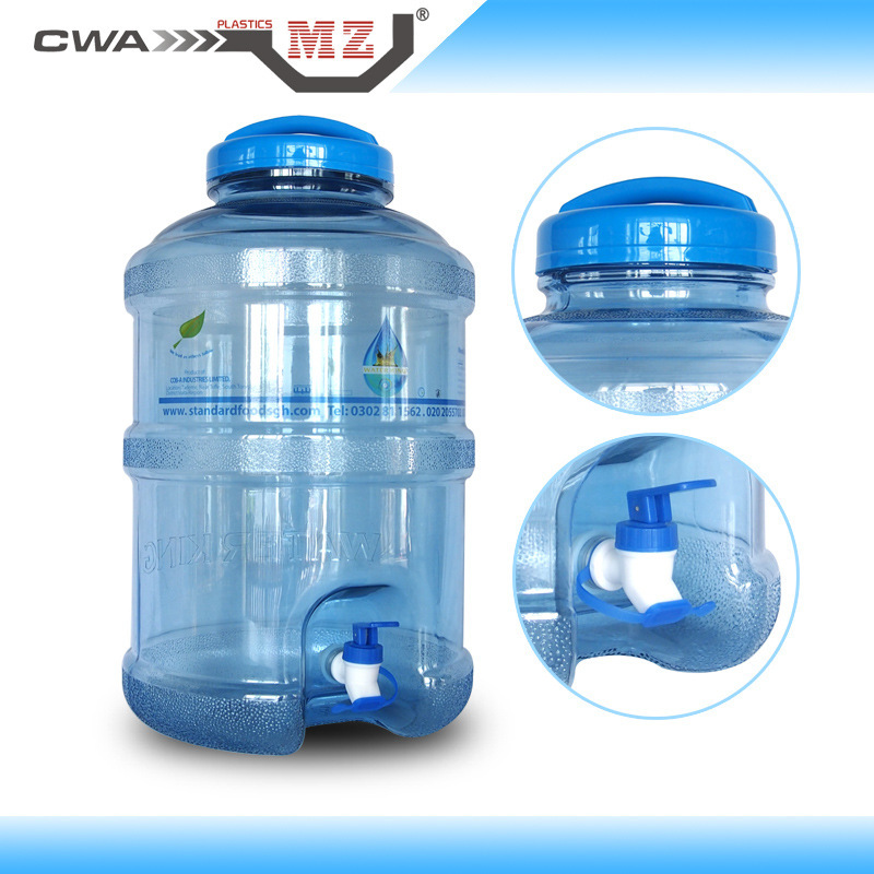 Plastic PC water buckets, full water tap PC water pump and drinking water outdoor water drums.