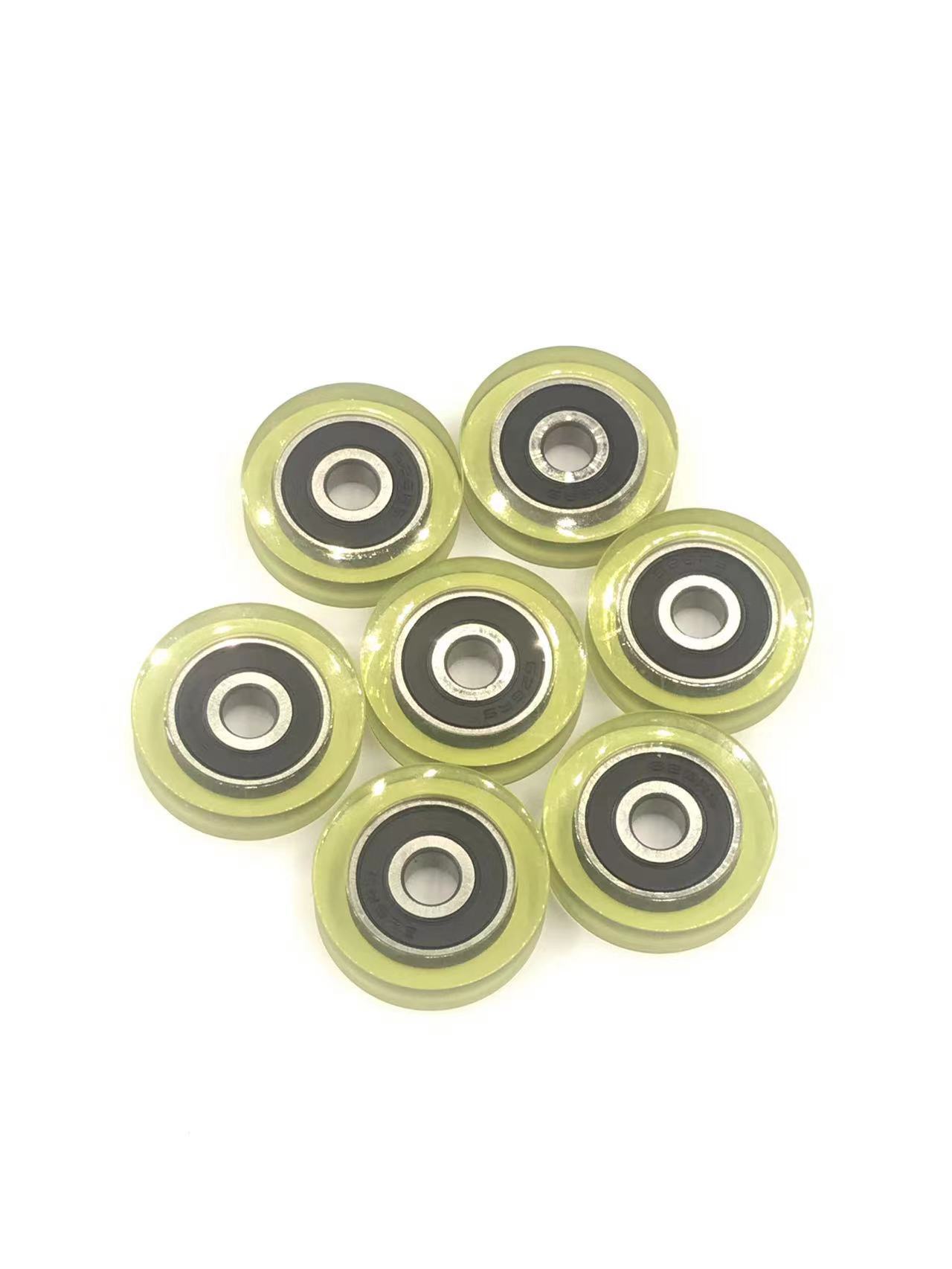 Polyurethane PU-packed silent axle bearings.