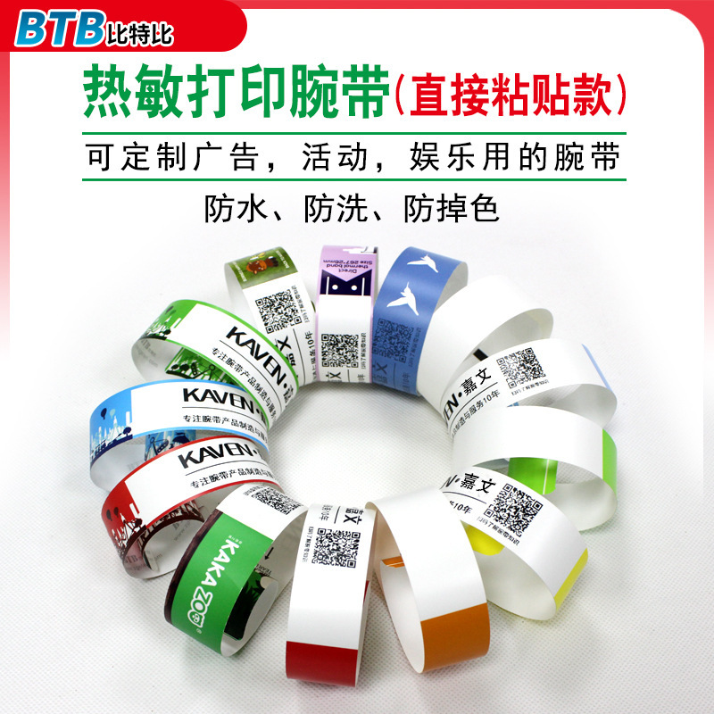 Design printing of a one-time water-sensitive wristband identification ticket for the BTB Entertainment Handscape