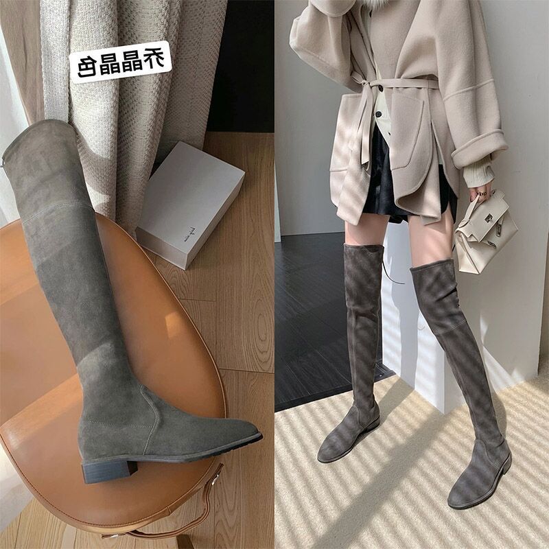 Cracker boots, 2022, new round head over knee socks, tall boots, skinny knight boots.