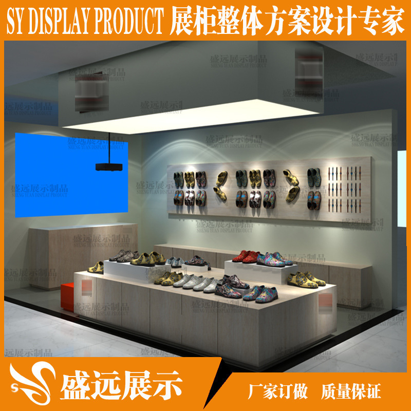 鞋店展示柜 男女鞋展柜 鞋店装修效果图 鞋店中岛柜 木制展柜