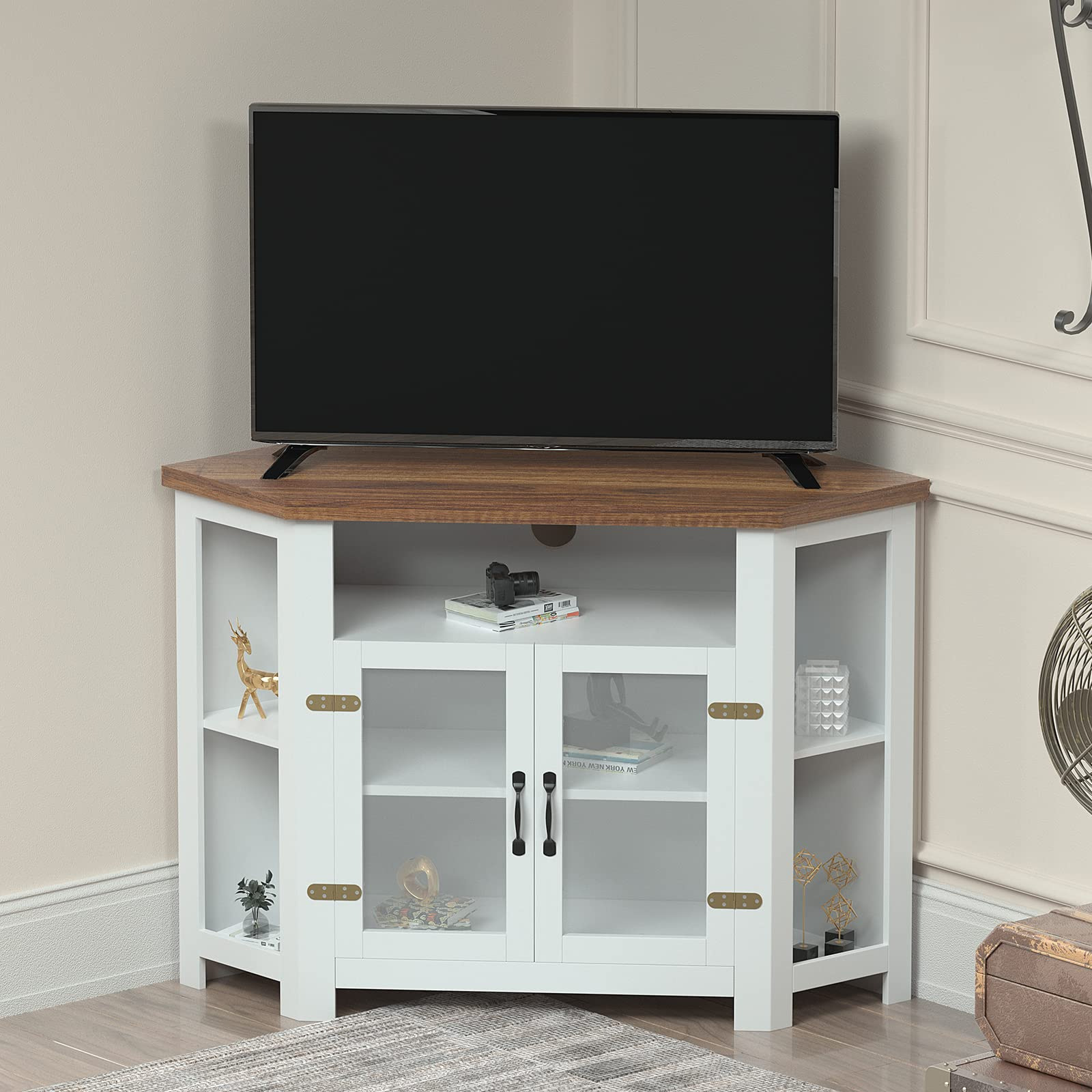 It's a direct sale, a corner TV cabinet, a modern farmhouse, a corner entertainment center, a corner of storage wood.