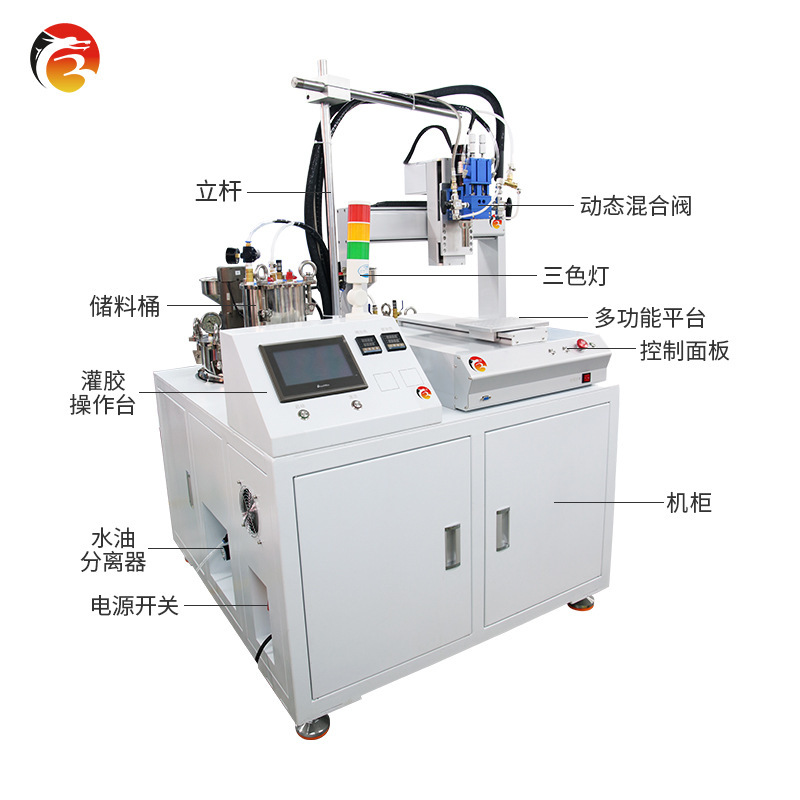 Double-assembled rubber blender epoxy epoxy emeralder AB tape down-to-ground fully automatic presser