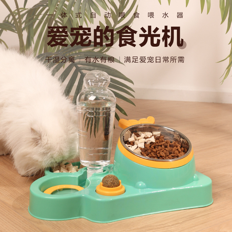 猫碗双碗自动饮水喂食猫食盆狗狗碗猫咪防打翻水碗狗饭盆宠物用品