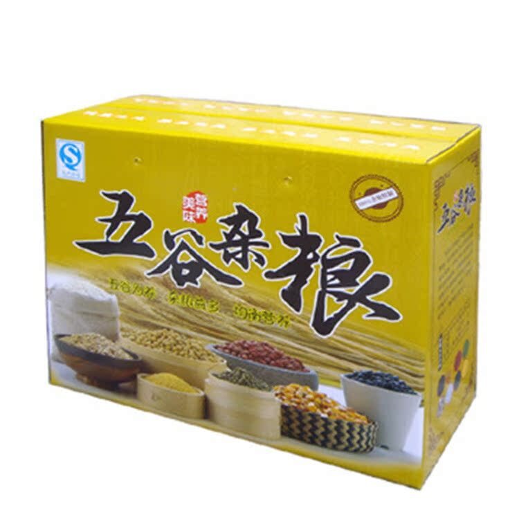 Wholesale of a small farmer's groceries box with rice and red bean grains.