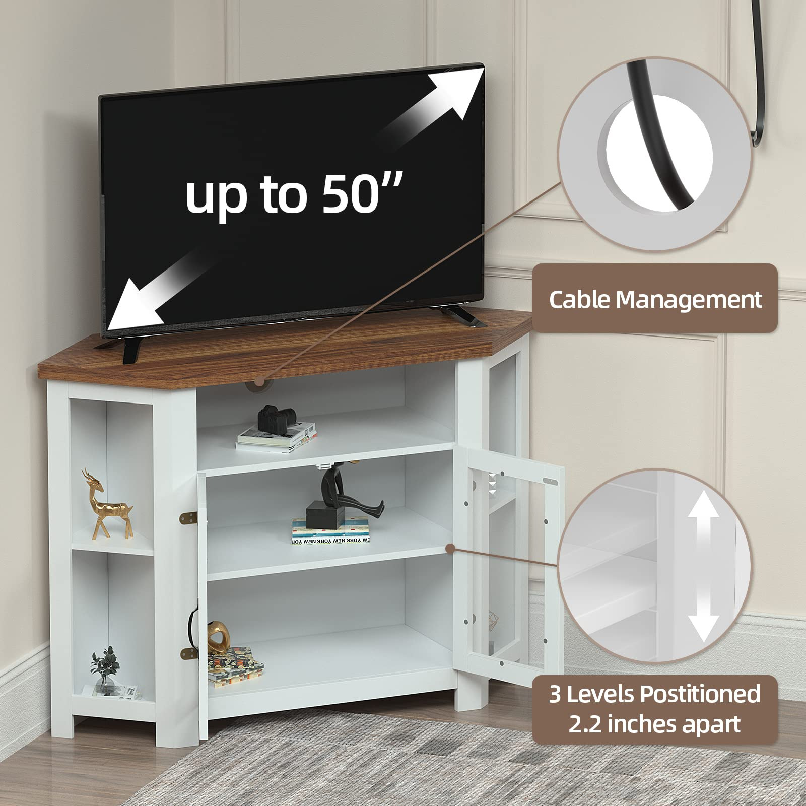 It's a direct sale, a corner TV cabinet, a modern farmhouse, a corner entertainment center, a corner of storage wood.