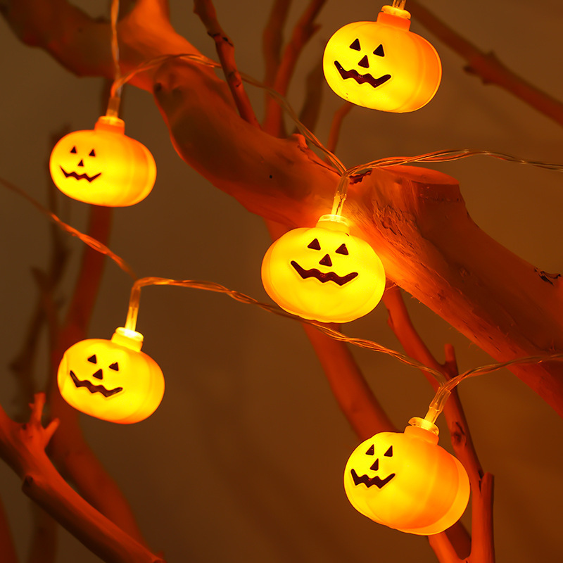 Halloween lanterns decorating pumpkin product box led light box stringed with ghost bats for Christmas.