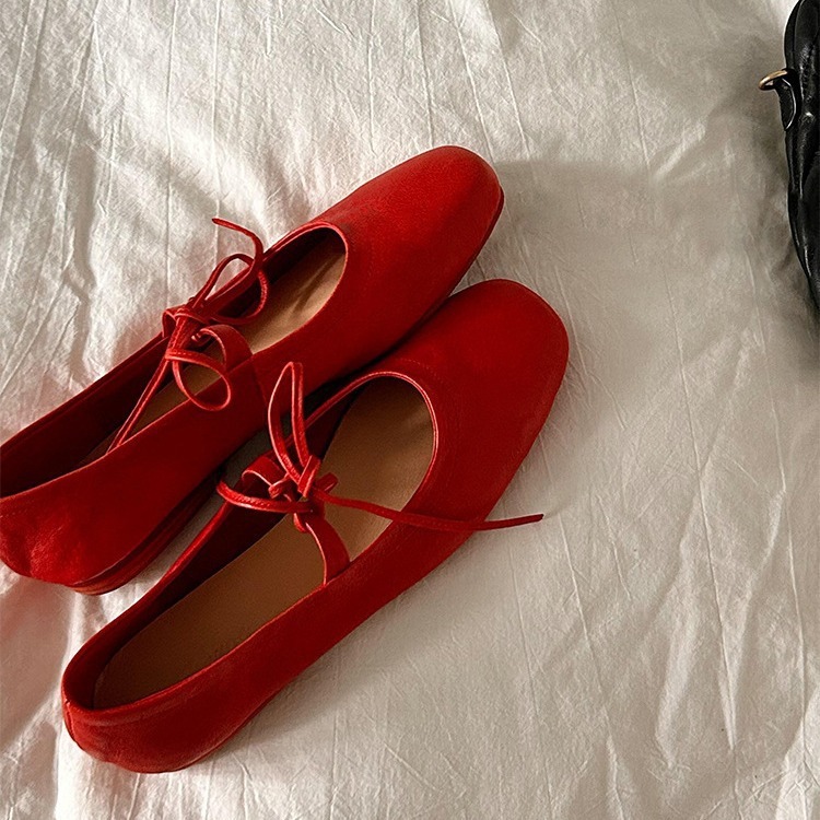 Real skin ~ 2024 new Mary Jane's soft one-shoe girl with flat-shoeed ballet shoes