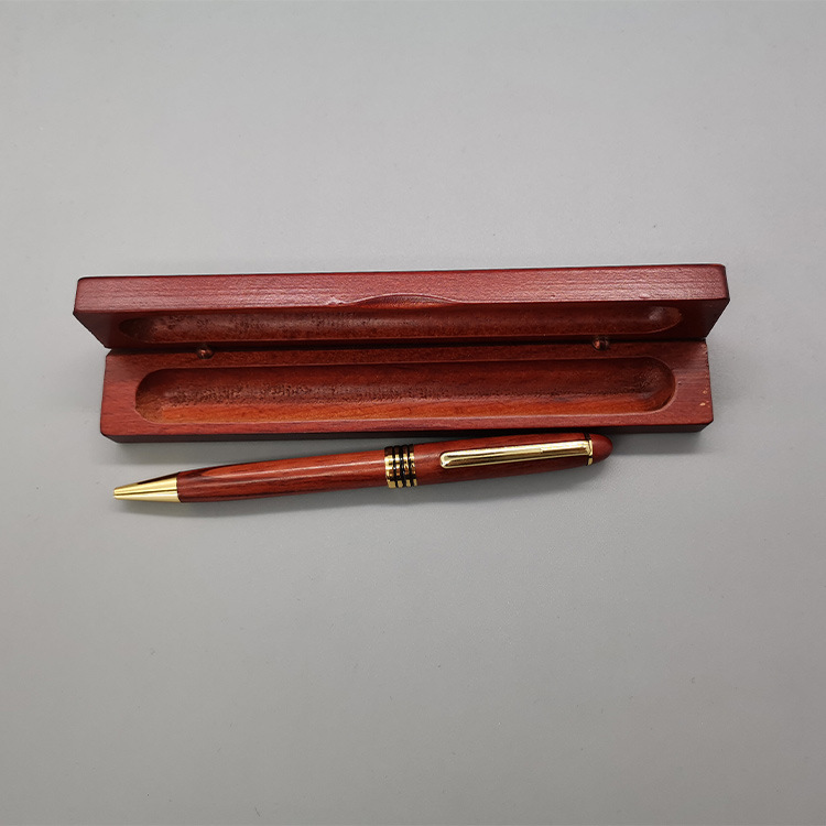 A wooden pen box with a croquette set of printed logo metal croquette plastics designed for students with environmentally friendly piping