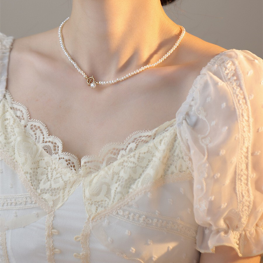 French natural fresh water pearl necklace girl retrospect design OT to wear a hundred-string collar necklace girl.