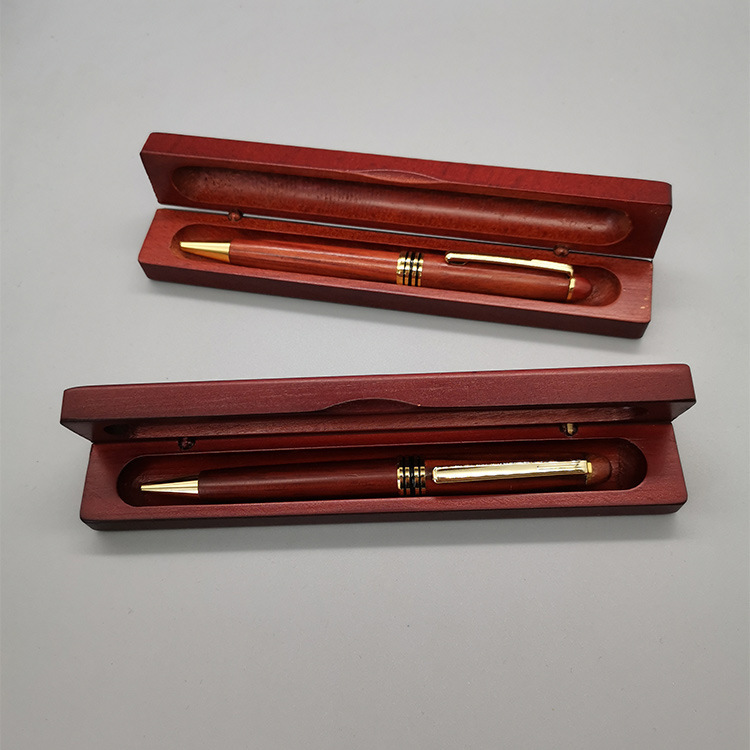 A wooden pen box with a croquette set of printed logo metal croquette plastics designed for students with environmentally friendly piping