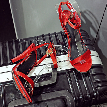 Red high-heel sandals, summer-shoes, laced with beautiful shoes, 3233414243.