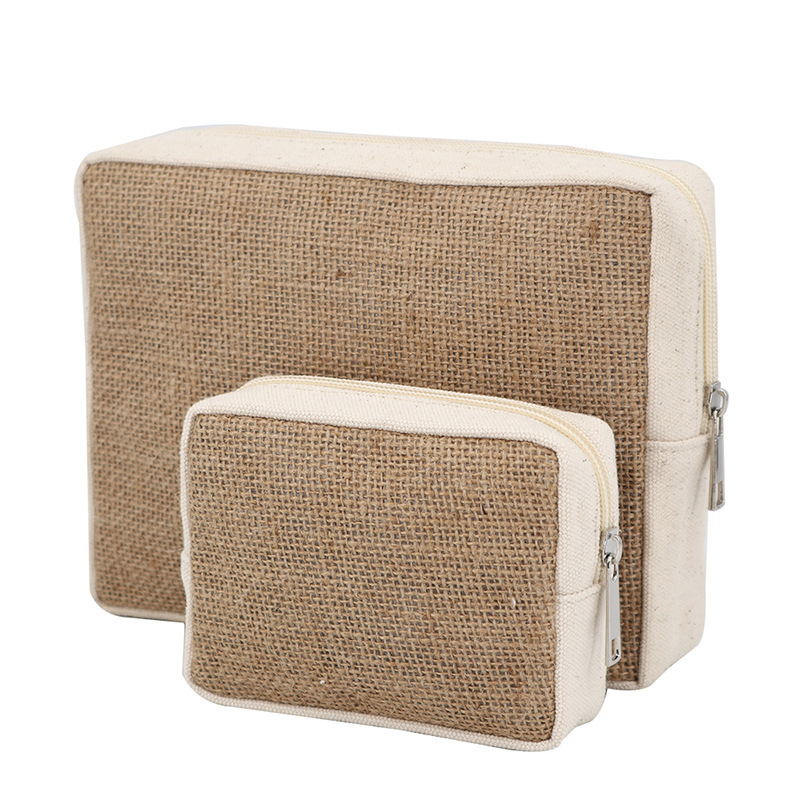 The European-American make-up bag for the environment is customised with a large capacity of natural jute for canvas.