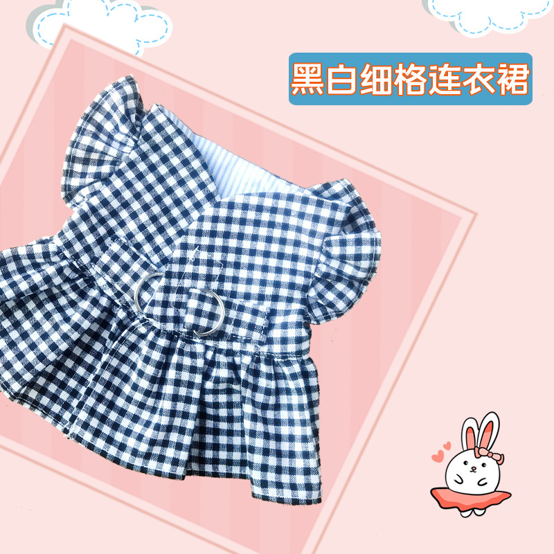 新款寵物兔子衣服背心式兔子服飾兔兔連衣裙外出拍照服裝帶牽引繩